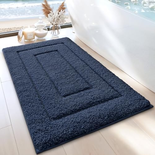 DEXI Bathroom Rugs 24x16, Non-Slip and Absorbent Bath Mat, Navy