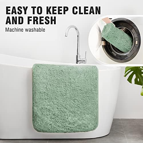 TECHMILLY Super Soft Shaggy Bathroom Rugs, Absorbent Thick Non Slip Microfiber Bath Rugs, Quick Dry Machine Washable Bath Mat for Bathroom Floor, Bathtub and Shower 24"x36" Sage