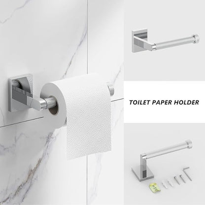 Bathroom Hardware Set 4 Piece Brushed Nickel/Brushed Gold Bathroom Accessories Set Including 24" Hand Towel Bars, Toilet Paper Holders, Towel Rings, Robe Towel Hooks (4pcs, Brushed Gold)