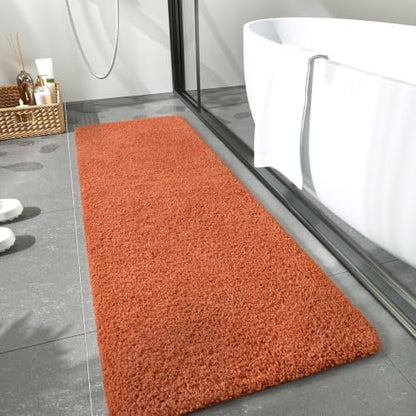 LOCHAS Bathroom Rug Runner 24x48 Inch, Bath Rugs Non Slip, Burnt Orange