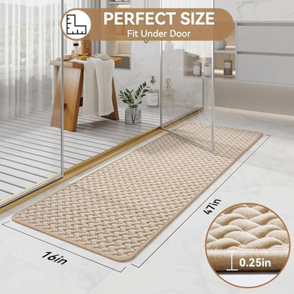 YDKGL Bathroom Runner Non Slip, Foam Weave Texture Bath Mat, Brown 16x47