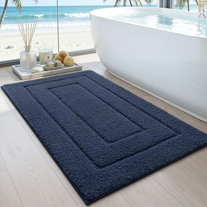 DEXI Bathroom Rugs 43x24, Non-Slip and Absorbent Bath Mat, Navy