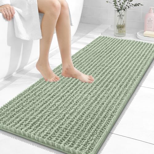 OLANLY Bathroom Runner Rugs 47x20, Thick Soft Absorbent Chenille Bath Rugs