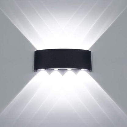 Kawell 8W Waterproof Modern Wall Light LED Wall Lamp Aluminum LED Wall Sconce Up Down Indoor Outdoor for Bathroom Bedroom Hallway Porch Corridor Hotel Doorway Garden Pathway, Black 6000K