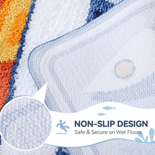 TRUEDAYS Sardine Bath Mat, Cute Bath Rugs for Bathroom 24x40 Inch, Blue