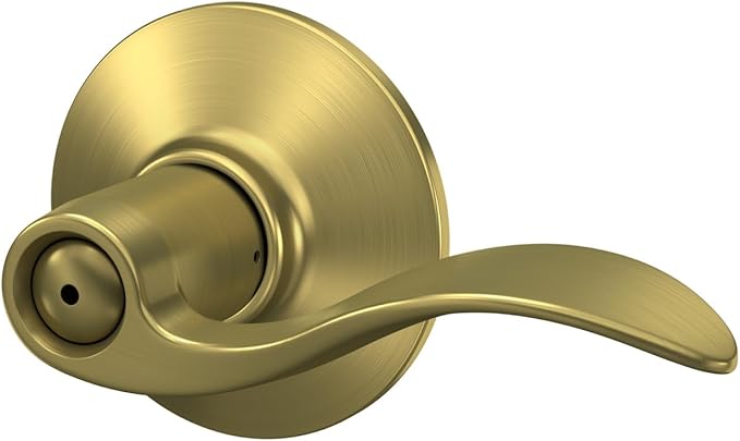 Schlage F40 ACC 608 Accent Door Lever, Bed & Bath Privacy Lock, Satin Brass