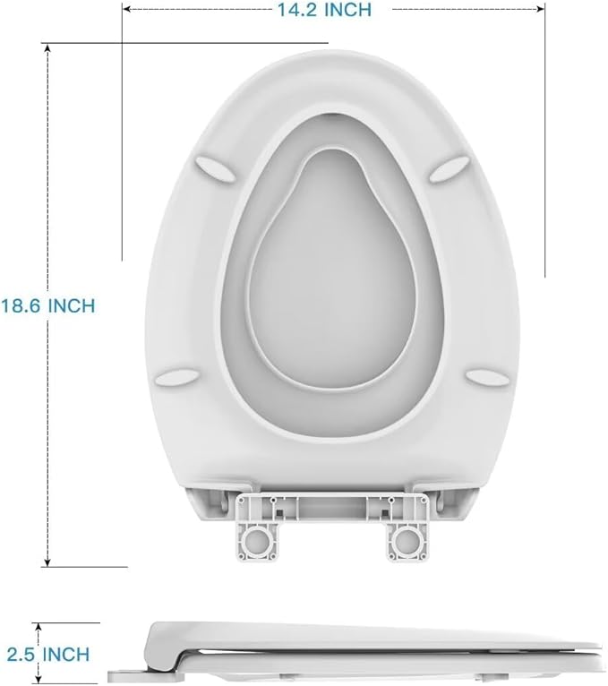 19" Elongated Toilet Seat for Adult and Child, Built-In Potty Training with Soft Quiet Close Non-Slip Design, Magnetic Children's Seat and Cover, Pink Color, Easy Installation