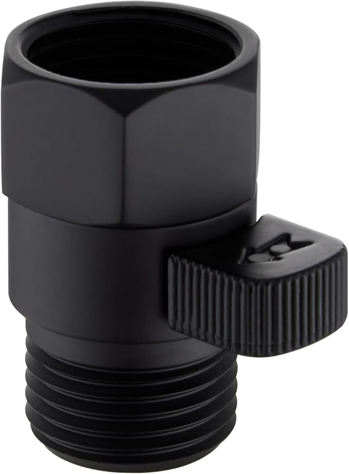 Aomasi G 1/2 Shower Head Shut off Valve for Bathroom Showers, Matte Black | Solid Brass, Shower Flow Restrictor with on off Switch, Easy Water Control, Save Water, Works for Bidet Sprayer, Garden Hose