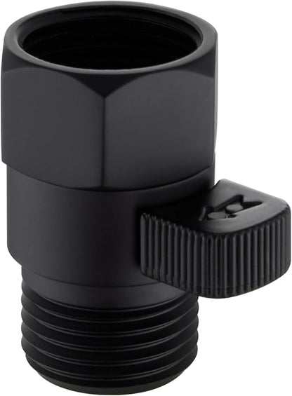 Aomasi G 1/2 Shower Head Shut off Valve for Bathroom Showers, Matte Black | Solid Brass, Shower Flow Restrictor with on off Switch, Easy Water Control, Save Water, Works for Bidet Sprayer, Garden Hose