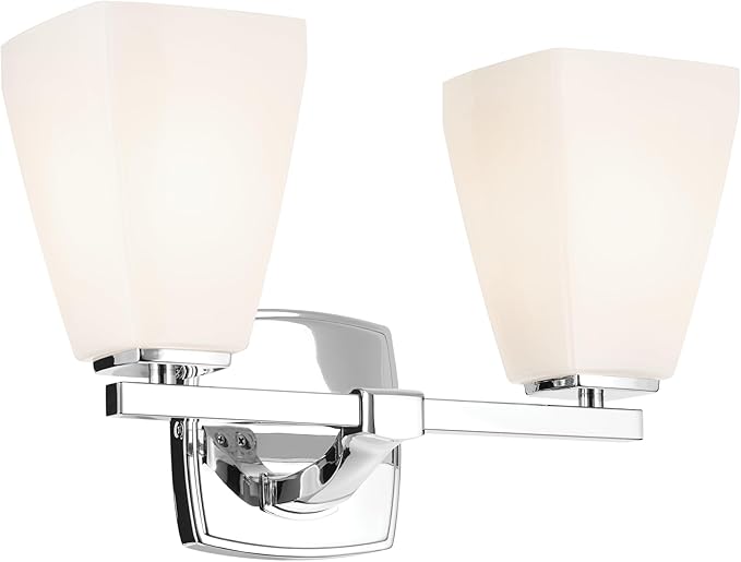 Kichler Marant 14.25" 2-Light Vanity Light with Opal Glass in Chrome, for Bathroom, Powder Room, Over a Mirror, (14.25" W x 9.5" H), 55215CH