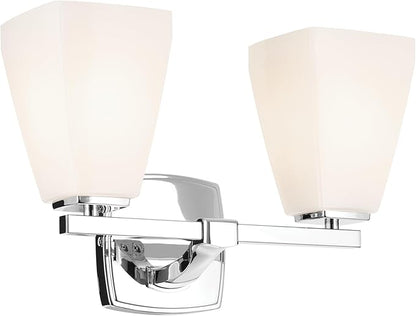 Kichler Marant 14.25" 2-Light Vanity Light with Opal Glass in Chrome, for Bathroom, Powder Room, Over a Mirror, (14.25" W x 9.5" H), 55215CH