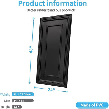 Art3d PVC Ceiling Tiles, 3D Plastic Sheet in Black, 2 × 4 ft, 24-Pack | Lightweight, Waterproof, No Sag and Breakage, Compatible with Grid System, Perfect for Basement, Kitchen
