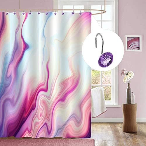 Purple Diamond Crystal Bling Shower Curtain Hooks Rings for Bathroom,24PCS