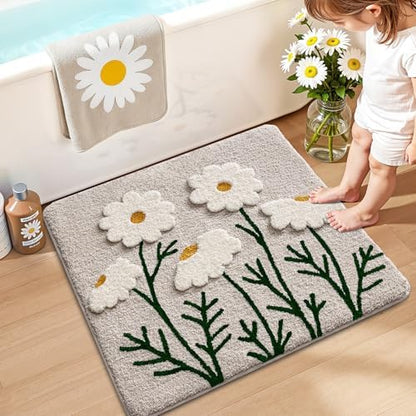 LUMI Square Bathroom Rug 26x26, Soft Absorbent Bath Mat, Non Slip