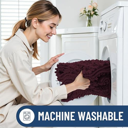 Smiry Bathroom Rugs 24X16, Extra Soft Rubber Backing Chenille Bath Mats