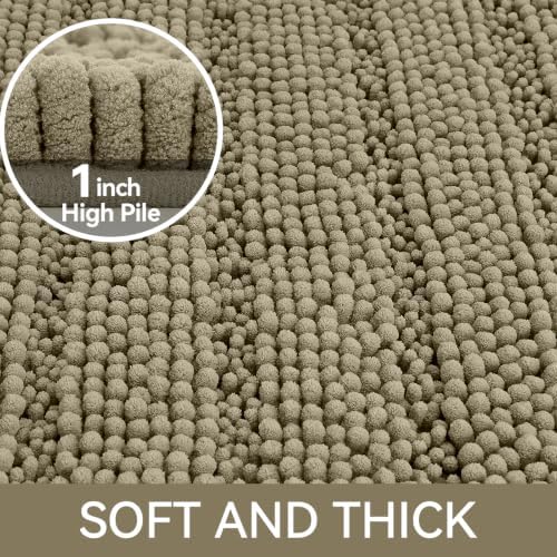 Bcoimo Bath Rug Mat,36x24 Chenille High Absorbent Latte Bathrom Floor Mats