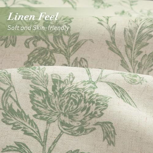 Sage Green Floral Shower Curtain,Vintage Linen Beige Cottagecore Shower Curtains for Bathroom, 72" W x 78" L