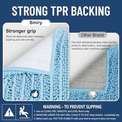 Smiry Bathroom Rugs 36X24, Extra Soft Rubber Backing Chenille Bath Mats