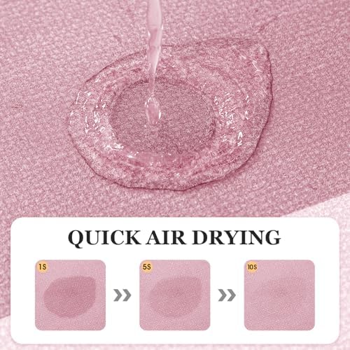 ACCUMTEK Non Slip Bath Mat, Thin Bathroom Rugs Fit Under Door, Quick Dry Bath Mats, Machine Washable Bath Rugs for Bathroom, Bathtub & Kitchen, Pink/Bordered/U-Shaped 24"x20"