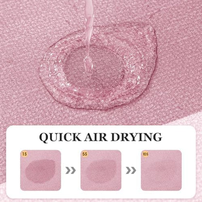 ACCUMTEK Non Slip Bath Mat, Thin Bathroom Rugs Fit Under Door, Quick Dry Bath Mats, Machine Washable Bath Rugs for Bathroom, Bathtub & Kitchen, Pink/Bordered/U-Shaped 24"x20"