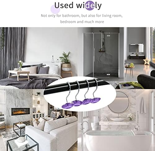 Purple Diamond Crystal Bling Shower Curtain Hooks Rings for Bathroom,24PCS