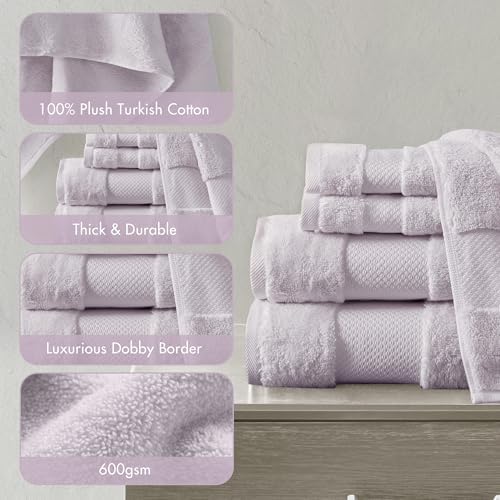 Madison Park 100% Turkish Cotton 600 GSM Bath Towel Set, 6 Piece, Lavender