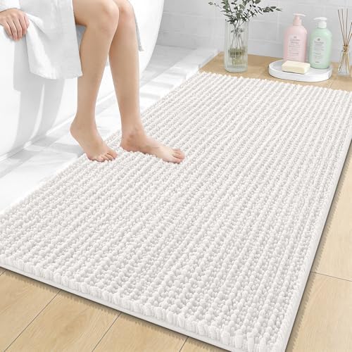 OLANLY Large Bathroom Rugs 44x32, Thick Soft Absorbent Chenille Bath Rugs