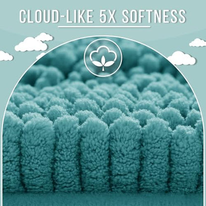Yimobra Bathroom Rug Mat 47 x 24, Non Slip and Super Absorbent Bath Mat,Machine Washable Quick Dry,Ultra Plush Chenille Shower Rugs for Bathroom Floor Sink Tub and Shower Outside,Teal Blue