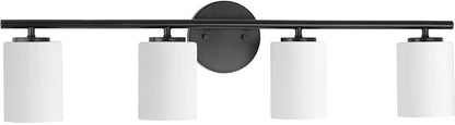 Replay Collection 4-Light Etched Glass Modern Bath Vanity Light Textured Black