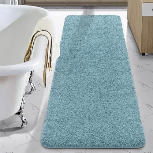 LOCHAS Bathroom Rug Runner 24x48 Inch, Bath Rugs Non Slip, Spa Blue
