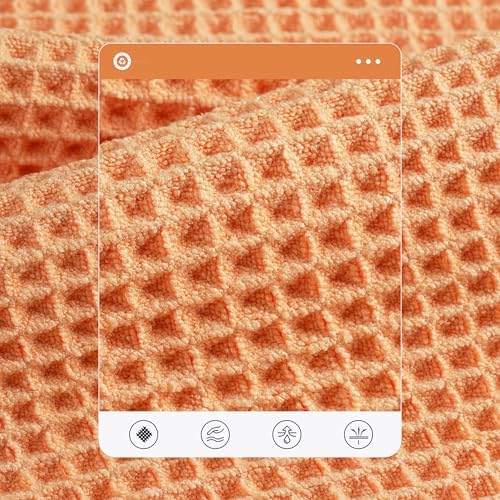 POLYTE 430 GSM Poly Blend Microfiber Quick Dry Waffle Bath Towel Set of 6