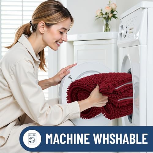 Smiry Bathroom Rugs 47X24, Luxury Chenille Extra Soft Absorbent Bath Mat