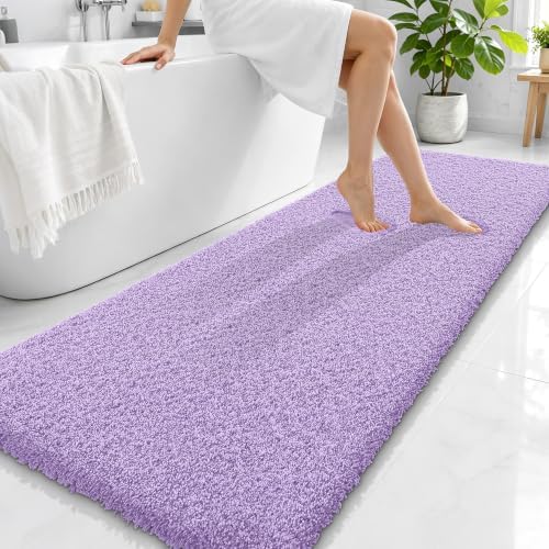 OLANLY Microfiber Bathroom Runner Rugs 70x24, Ultra Soft Bath Mat, Lavender