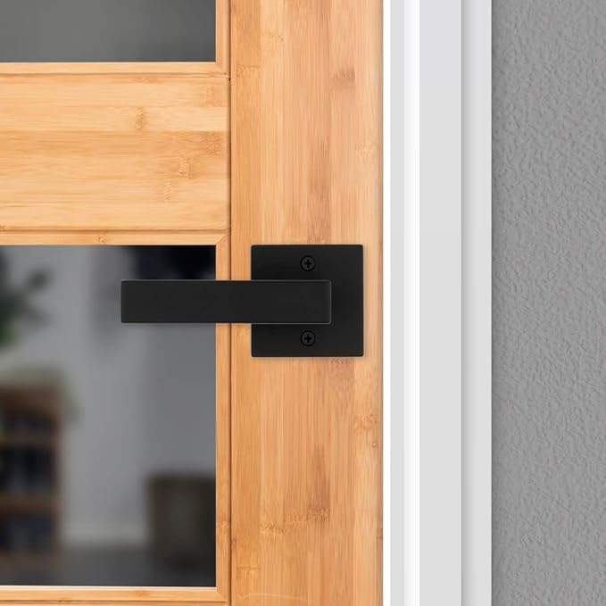 Kwikset Singapore Dummy Door Handle, Single Sided Lever for Closets, French Double Doors, and Pantry, Matte Black Non-Turning Reversible Interior Push/Pull Lever, with Microban Protection (Pack of 4)