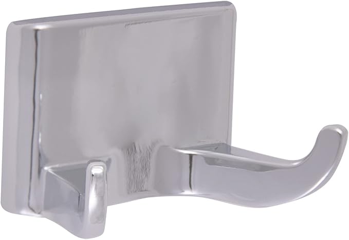 Design House Millbridge Double Robe Hook, Polished Chrome, Standard Wall Mount, Concealed Screws, Easy Installation, Bathroom Hardware, 2.44 in L x 1.5 in W x 1.48 in H, Item 533059