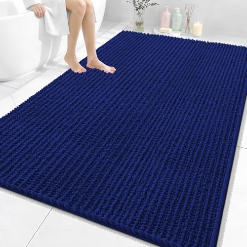 OLANLY Large Bathroom Rugs 70x46, Thick Soft Absorbent Chenille Bath Rugs