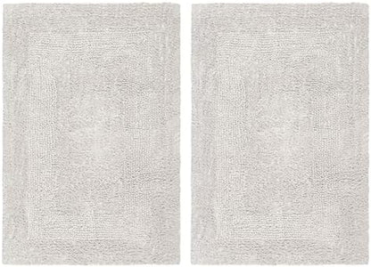 COTTON CRAFT 2 Pack Reversible Bath Mat - Plush Bath Rug - 17x24 - Platinum