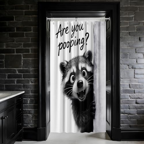 Small Stall Shower Curtain Rv Cute Raccoon, 48 x 72 Inchs