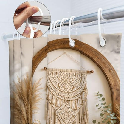 Boho Shower Curtain 72x72 Bohemian Style Pampas Grass Beige Bathroom Decor