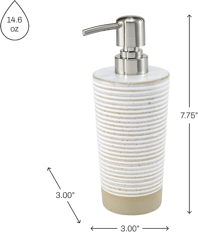 Avanti Linens - Soap Dispenser/Lotion Pump, Matte Textured Home Decor (Drift Collection), Multicolor | Refillable, Soap & Lotion Pump, Easy Pump, Durable Construction, Seasonal Bathroom Decor