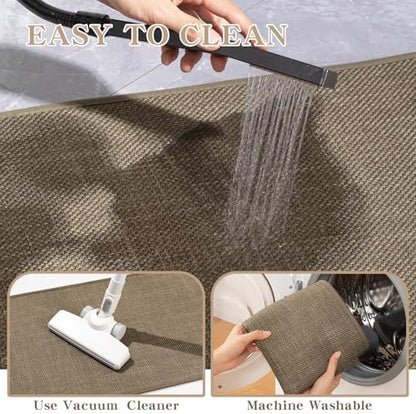 chakme Bathroom Rugs Mat U-Shaped 24x17, Ultra ThinNon Slip Bath Mat Small Quick Dry Absorbent Bath Matfor Bathroom Floor, (Dark Beige, U-24"x17")