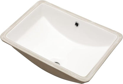 Mocoloo Undermount Bathroom Sink 20" x 14" Rectangle White Ceramic Bathroom Sink 8 Inch with Vertical Sides and Overflow Drain Porcelain Rectangular Undermount Vanity Sinks Interior Size 18 x 11