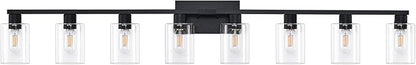 8-Light Black Vanity Light Fixtures,Vanity Lights Clear Glass ShadeRust and Moisture Resistant Easy to Install Vanity Lights for Bathroom Light Over Mirror