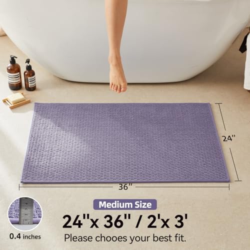 Triohero Bathroom Rugs Non Slip Washable, Super Absorbent Thin Bath Mat Quick Dry Low Pile Bathroom Rug, Lavender 24"x36"