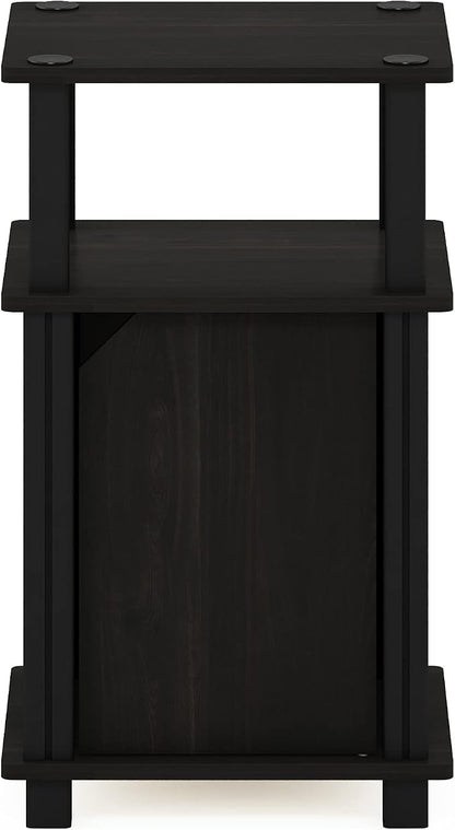 Furinno JUST Night Stand, 3-Tier Nightstand with Door Cabinet, Side Table, End Table with Open Shelf, for Living Room, Bedroom, Espresso