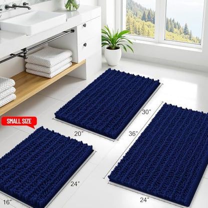 Smiry Bathroom Rugs 44X24, Extra Soft Rubber Backing Chenille Bath Mats