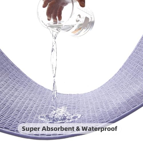 TYUU Bathroom Rugs Non Slip Washable, Super Absorbent Thin Bath Mat Quick Dry Low Pile Bathroom Rug, Lavender 20"x48"
