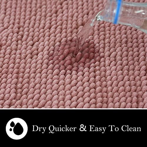Bathroom Rugs Chenille Bath mat 2 Piece Set, Super Absorbent, Strong PVC Non Slip Backing, Bath mats for Bathroom, Plush Shaggy, Thick, Machine Washable, Bathtub, Toilet.(Deep Pink)