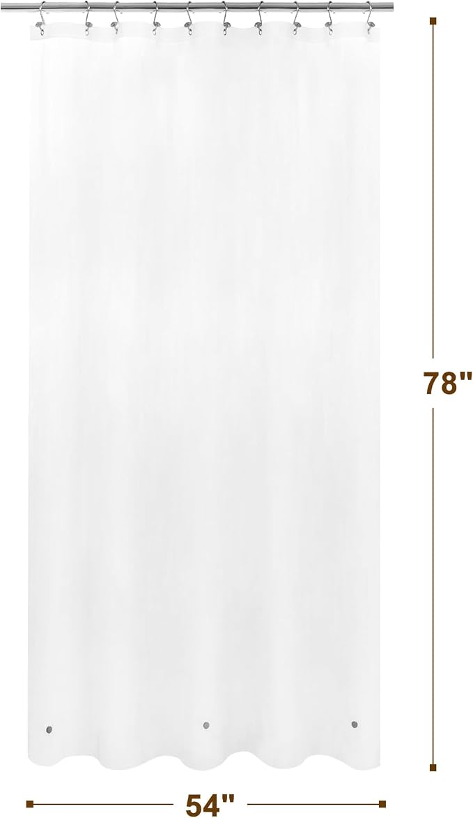 Barossa Design 54" x 78" Frosted Stall Shower Curtain Liner with 3 Magnets | Waterproof PEVA, PVC Free, Metal Grommets, Lightweight Plastic Shower Liner 54x78 Inches for Stall