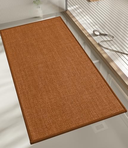 chakme Bathroom Rugs Mat 47x17, Ultra Thin Non Slip Bath Rug Runner Quick Dry Absorbent Bath Mat for Bathroom, (Orange, 47"x17")